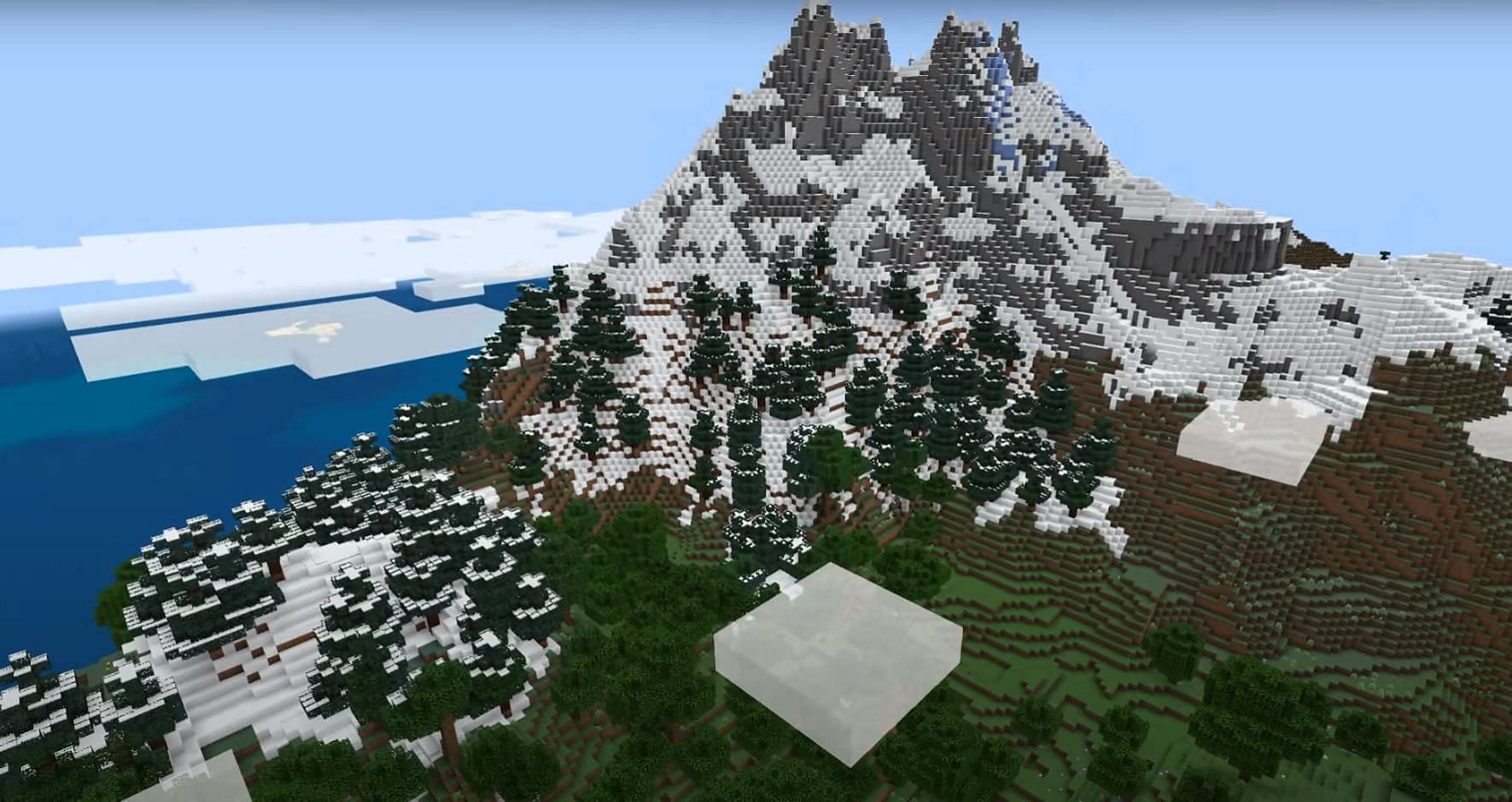 Grove biomes are mountains with trees and snow (Image via Minecraft)