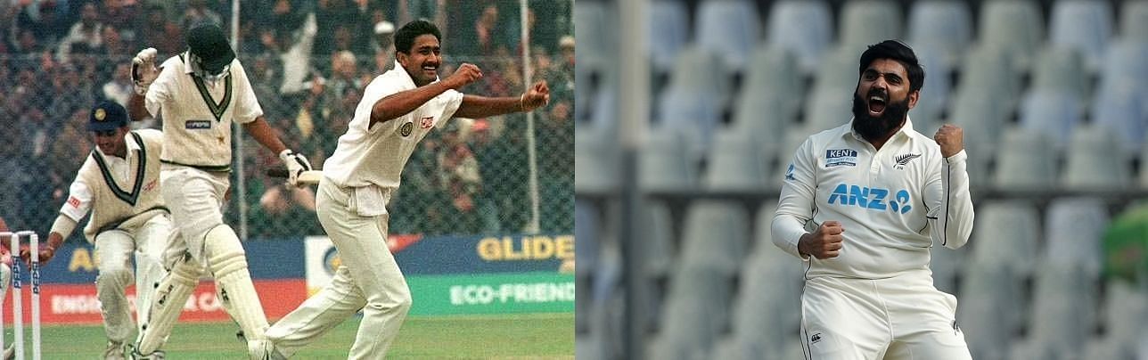 Exclusive Club: Anil Kumble (left) and Ajaz Patel.