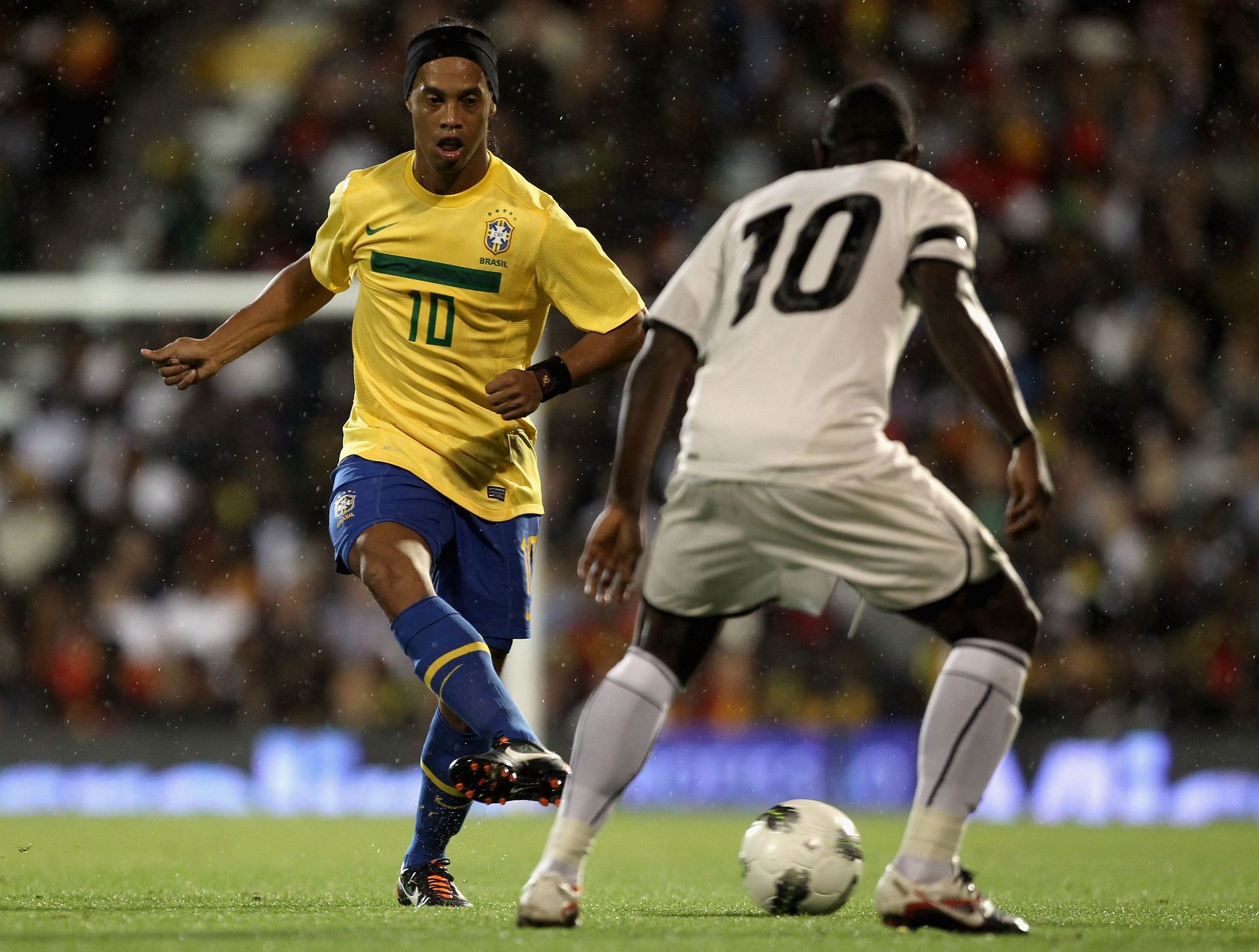 Ronaldinho playing for Brazil against Ghana