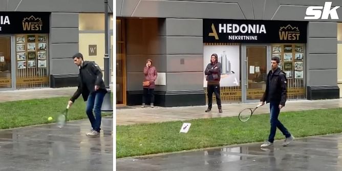 Watch: Novak Djokovic spends Christmas playing tennis in his neighborhood in Belgrade