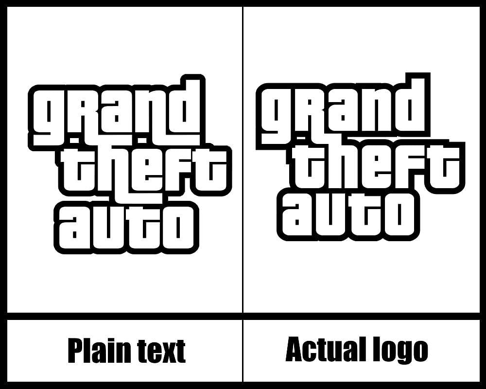 Pricedown font with no editing vs the official GTA logo (Image via Rockstar Games)