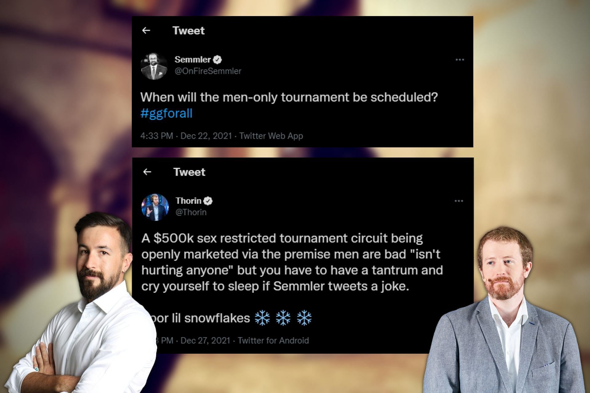 Thorin and Semmler fire off on women-only esports tournaments, criticized for their take (Image via Sportskeeda)