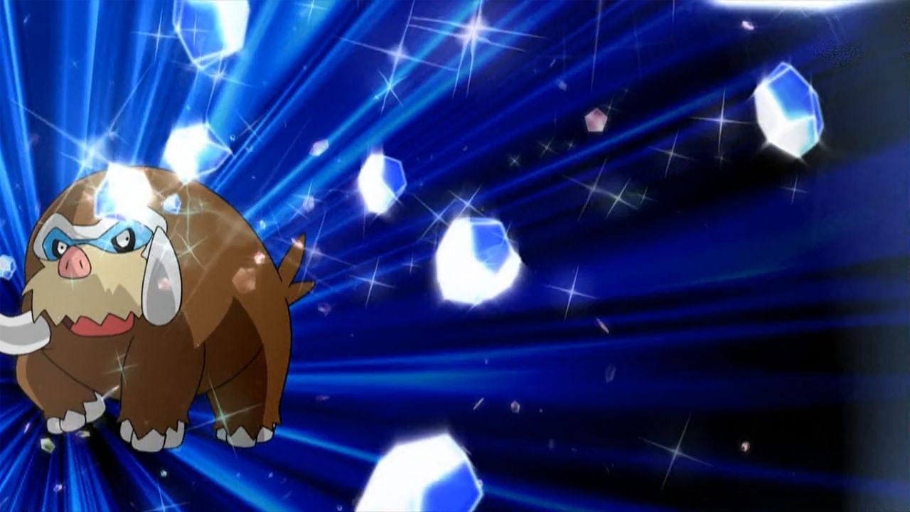 Mamoswine using Ice Shard in the anime (Image via The Pokemon Company)