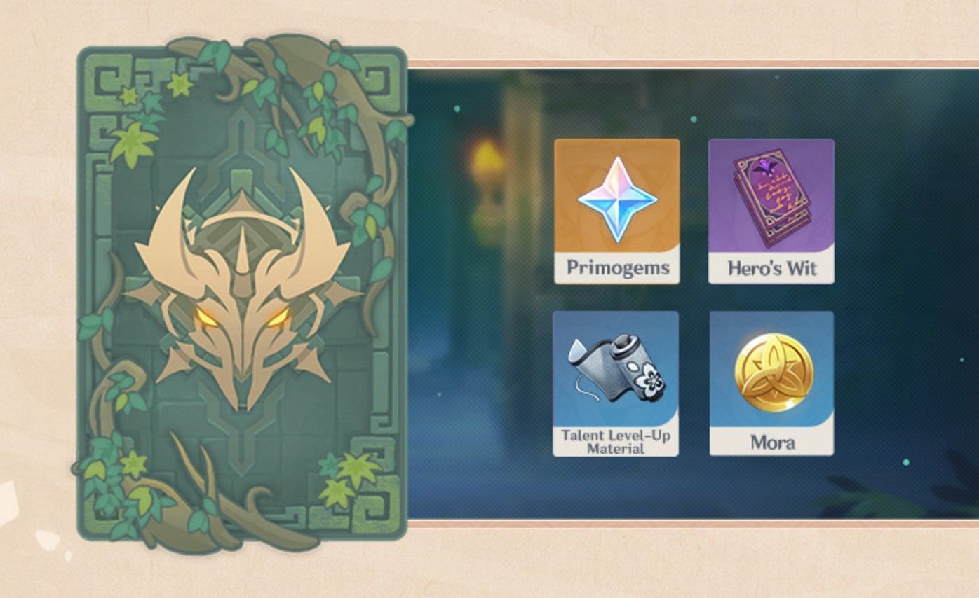 The rewards for Misty Dungeon: Realm of Light (Image via miHoYo)
