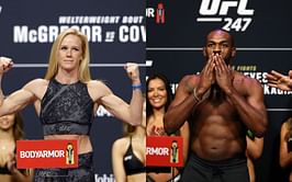 Jon Jones congratulates Holly Holm on her induction into the International Boxing Hall of Fame