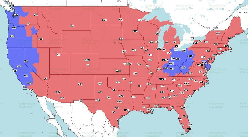 CBS Coverage Map for the games of Week 14