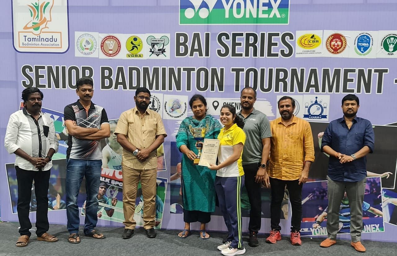 Top seed Aakarshi Kashyap beat qualifier Tanya Hemanth 21-15, 21-12 in the women&#039;s singles final at the FireBall Badminton Academy in Chennai on Wednesday (Picture Courtesy: BAI)