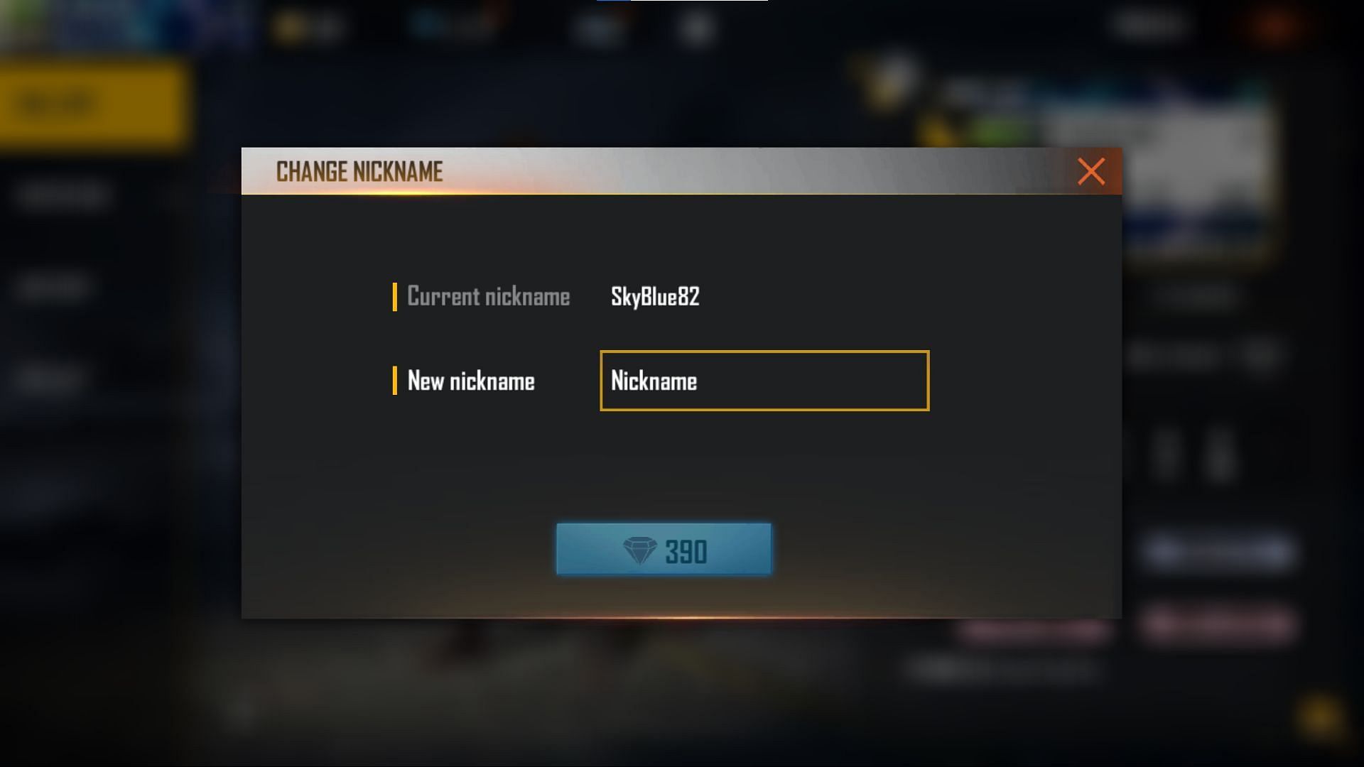 390 diamonds is needed to change the name (Image via Free Fire)