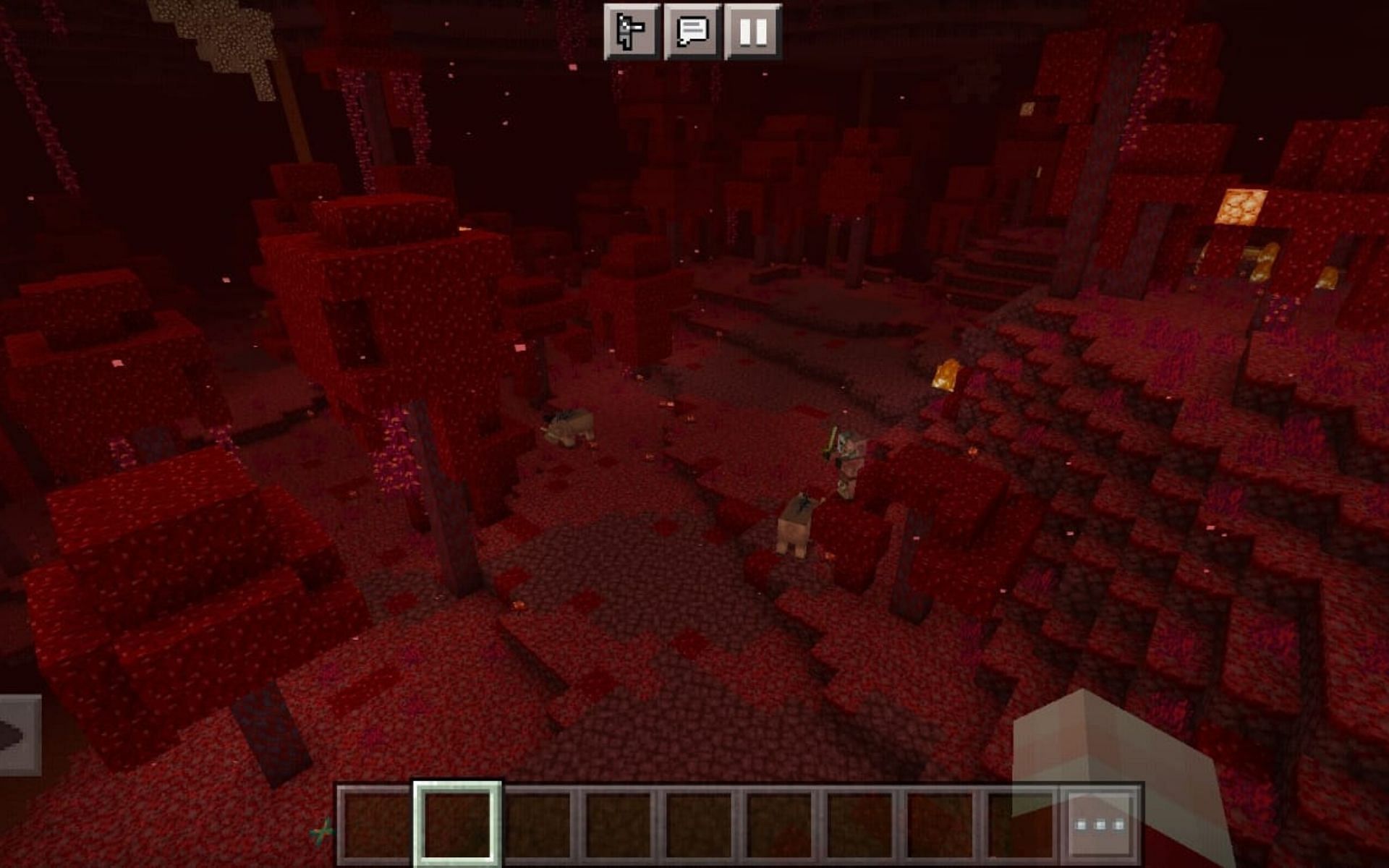 Crimson forest home to Hoglins, Piglins and Zombified Piglins spawing (Image via Minecraft)
