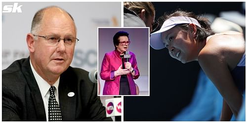 (L-R): Steve Simon, Billie Jean King and Peng Shuai