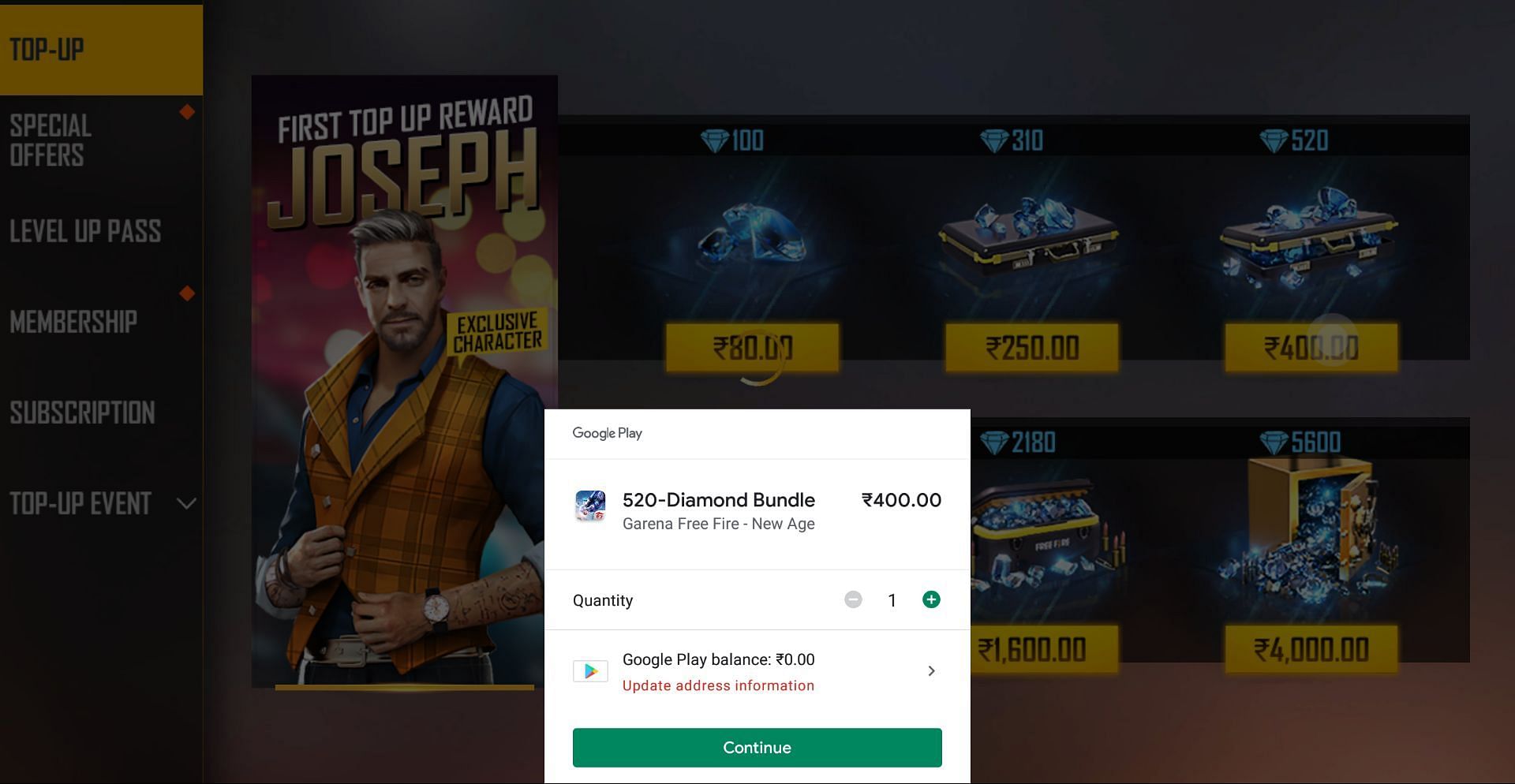 Gamers can complete the purchase (Image via Free Fire)