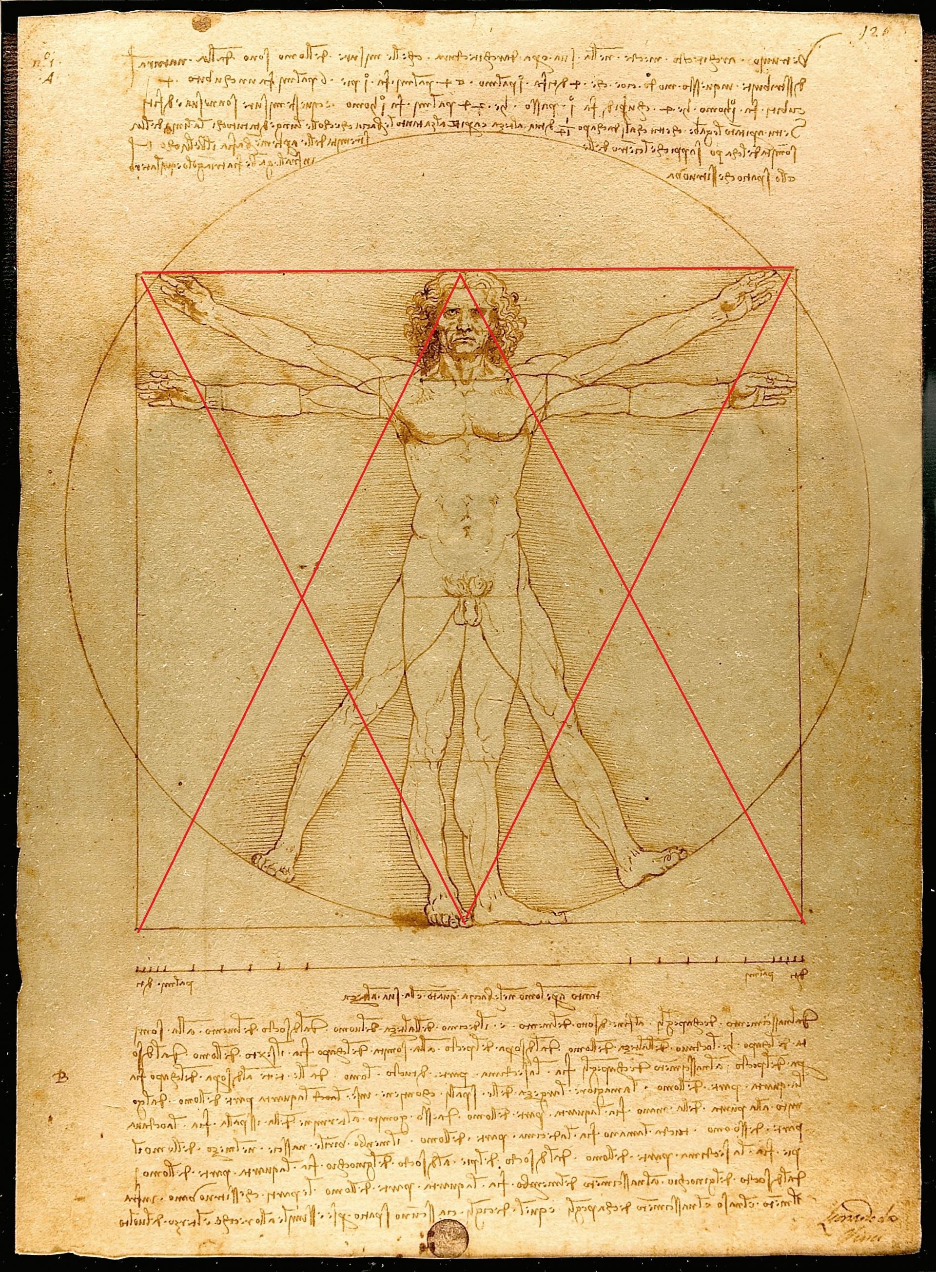 Da Vinci&#039;s Vitruvian Man is one of the best examples of a triangle and a circle merged together (Image via Luc Viatour)