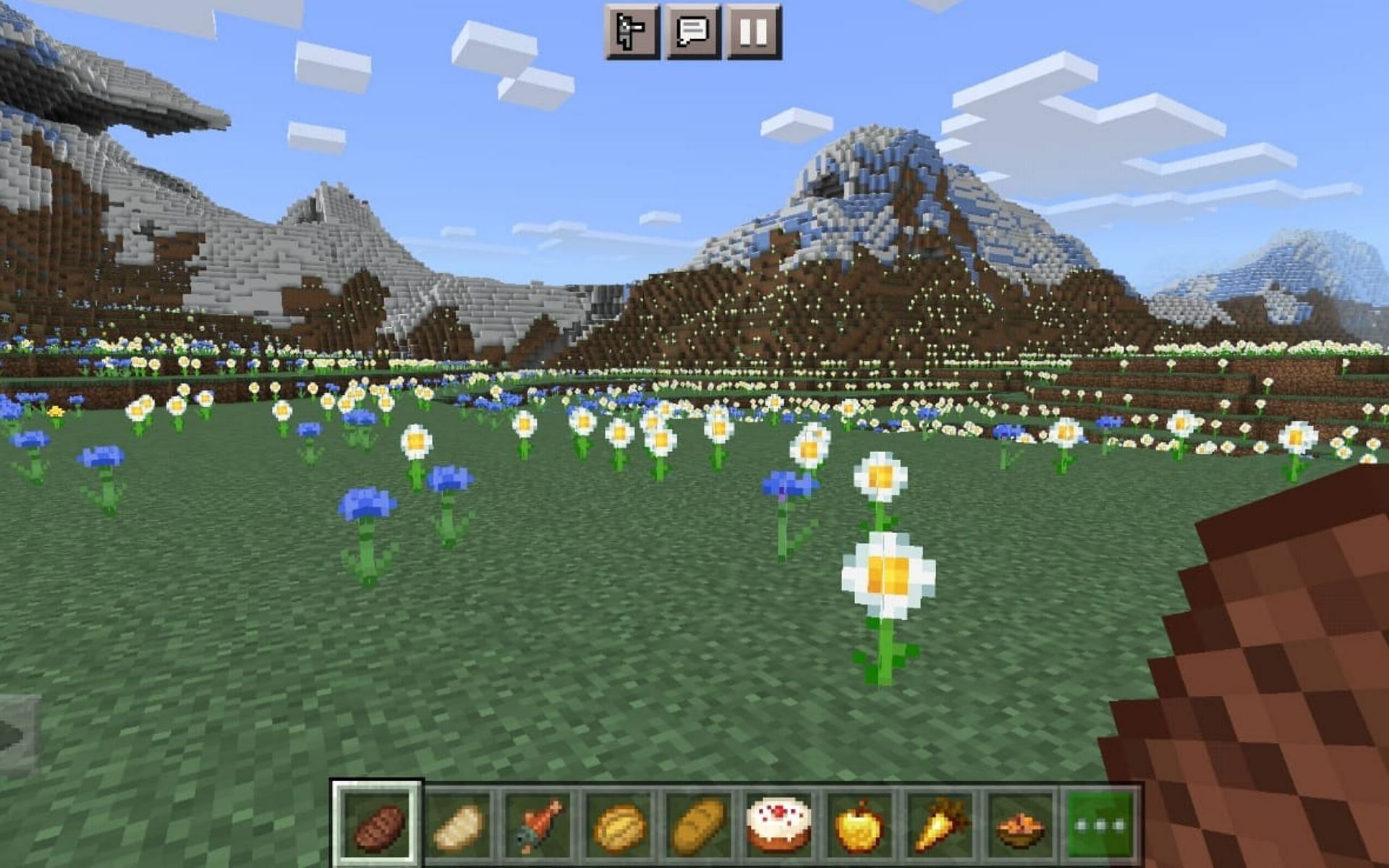 Players hotbar filled with different food items (Image via Minecraft)