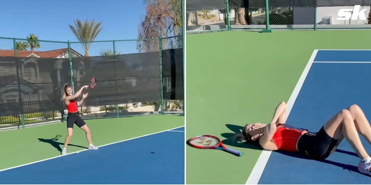 Eugenie Bouchard during a recent training season