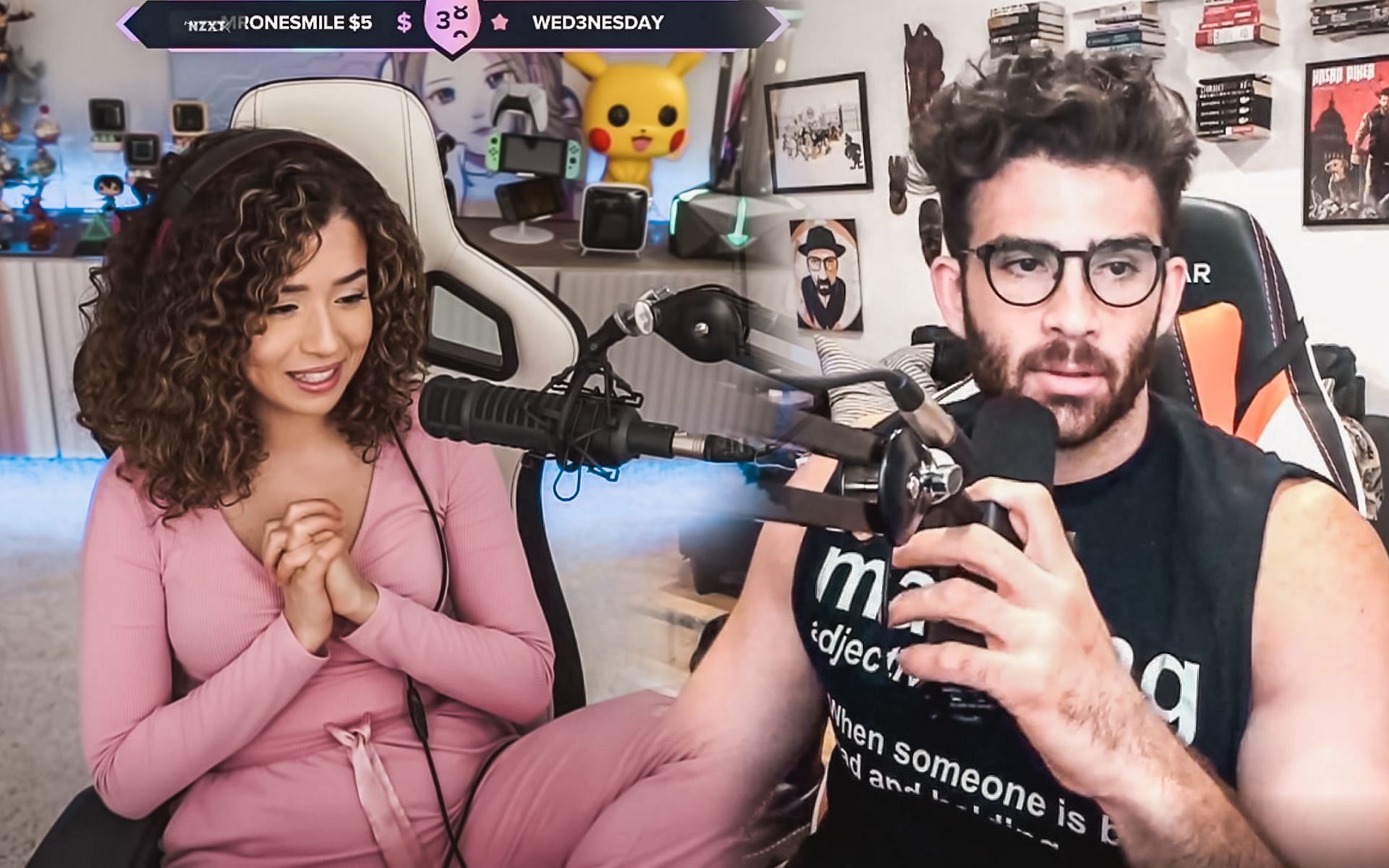 Popular Twitch streamer Hasan &quot;HasanAbi&quot; Piker flew off the handle when a viewer accused Imane &quot;Pokimane&quot; Anys of &quot;blackface&quot; after she uncloaked her natural curls (Image via Sportskeeda)