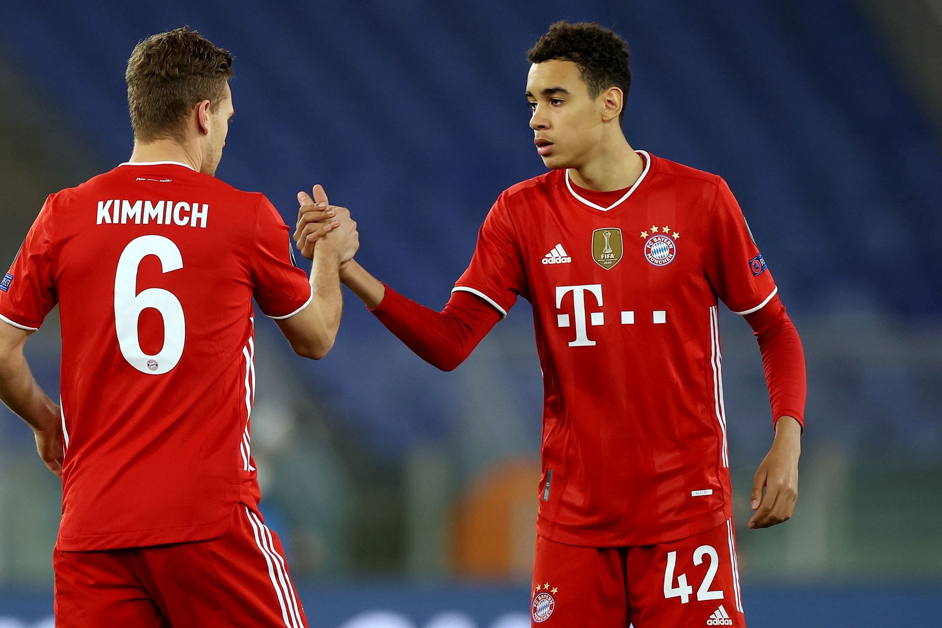 Joshua Kimmich (#6) and Jamal Musiala are key parts of the Bayern Munich squad.