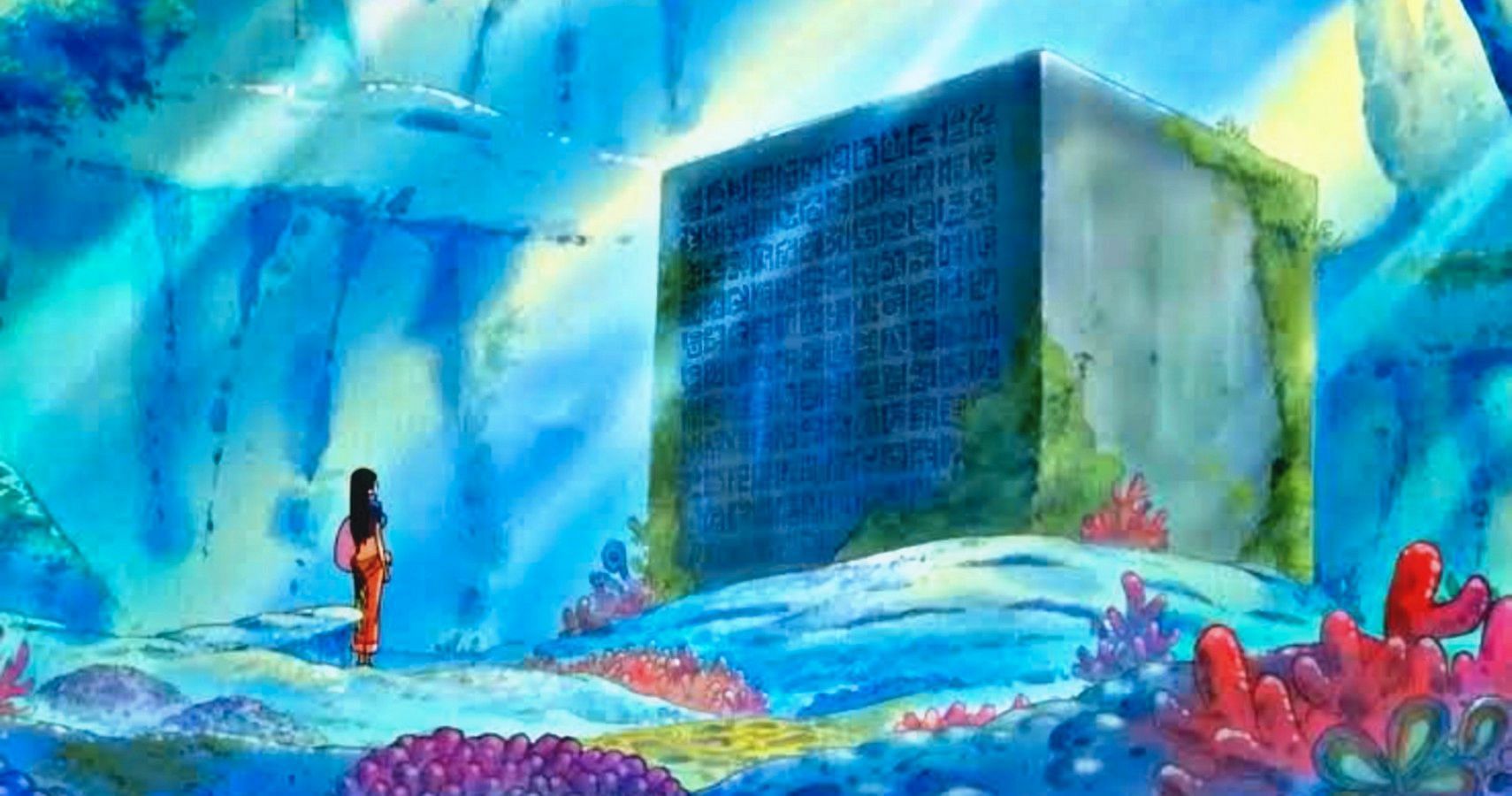 Nico Robin finds the Fishman Island Poneglyph (Image via Toei Animation)