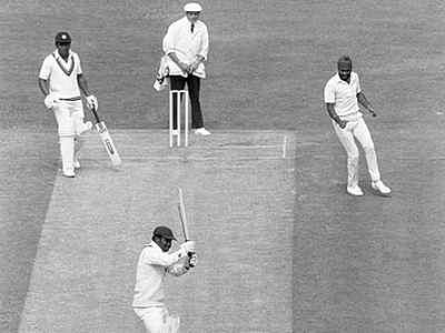 Clean bowled: A clueless Gordon Greenidge is left undone by Sandhu's 'banana skin delivery'. (Image Courtesy: Getty Images)