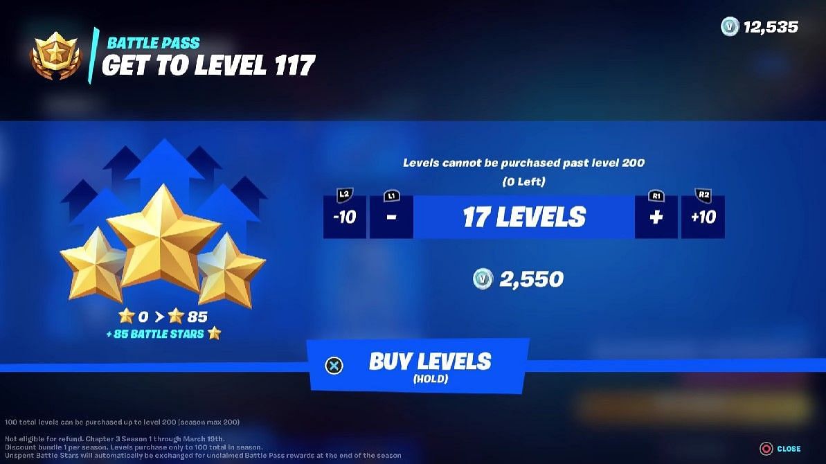Players can buy Battle Pass levels past 100 in Fortnite Chapter 3 Season 1 (Image via Fortnite)