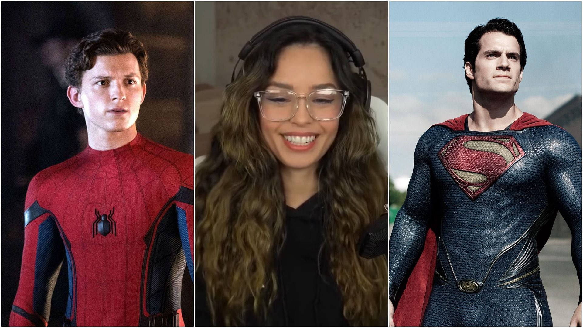 Valkyrae confused by who to pick between Henry Cavill and Tom Holland (Image via Sportskeeda)