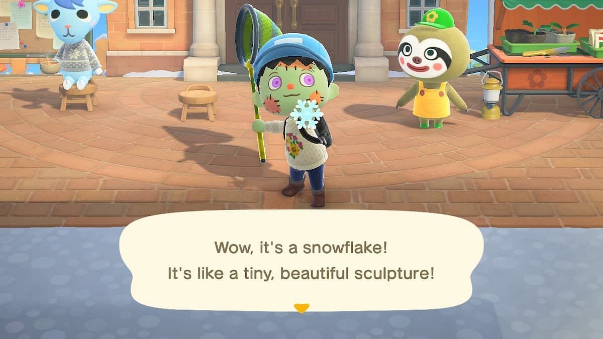 Snowflakes are found in winter in Animal Crossing: New Horizons (Image via Animal Crossing world)