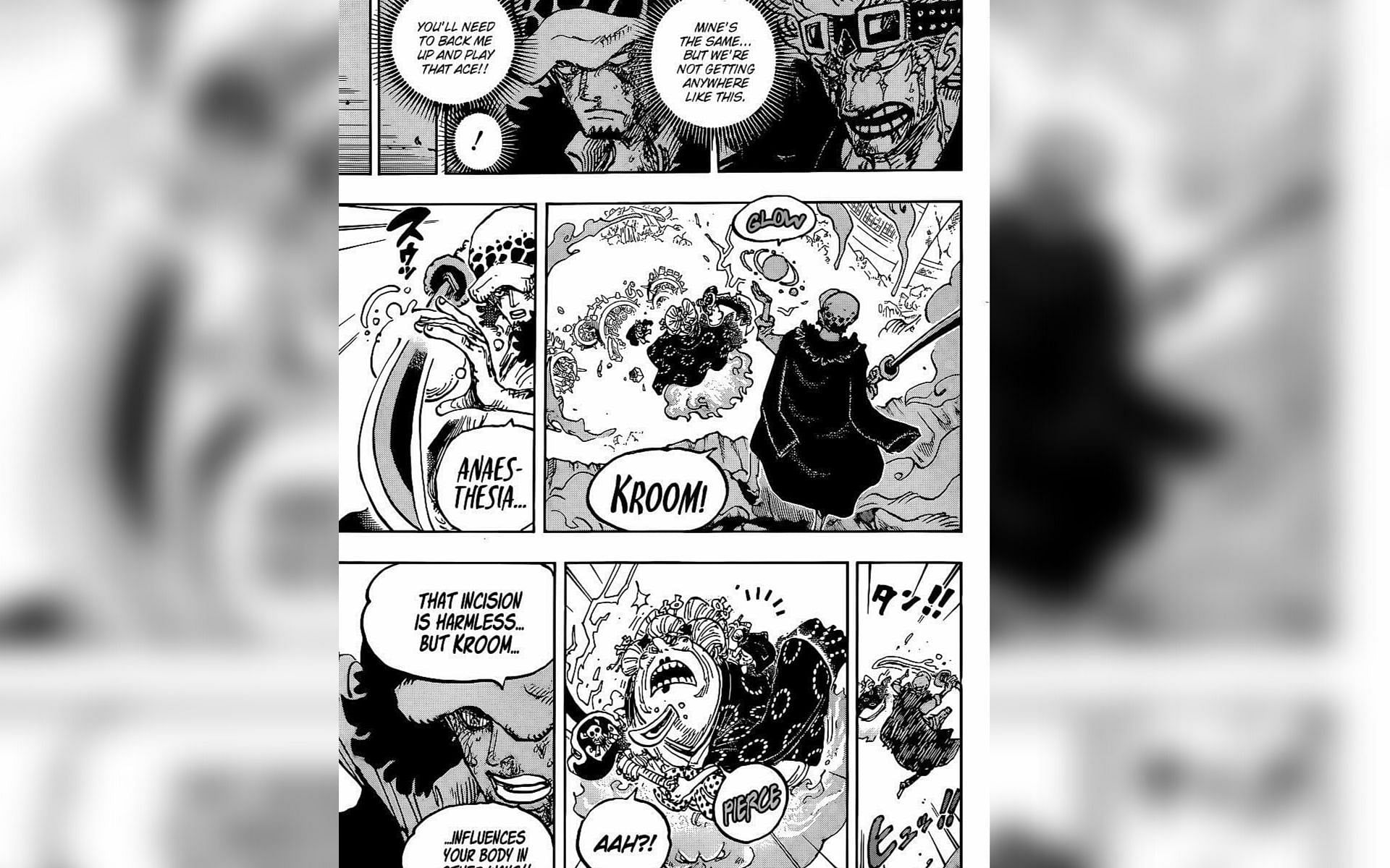 Law and Kid discuss their Awakenings followed by Law using his Devil Fruit (Image via Shonen Jump+ app)