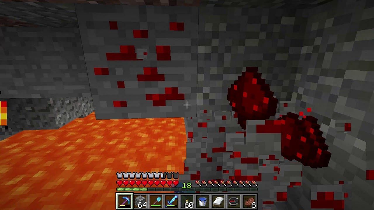 Mining one ore can yield several Redstone Dust (Image via Minecraft)