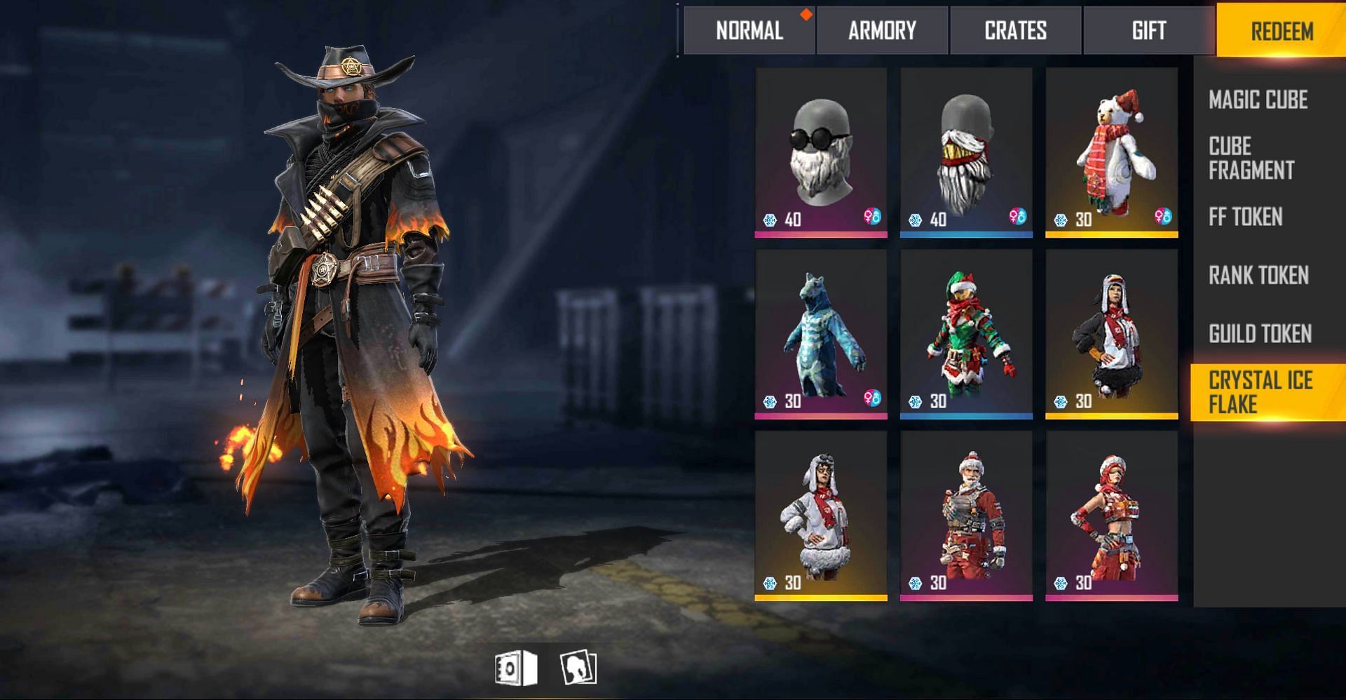 Users can select the Crystal Ice Flake section (Image via Free Fire)