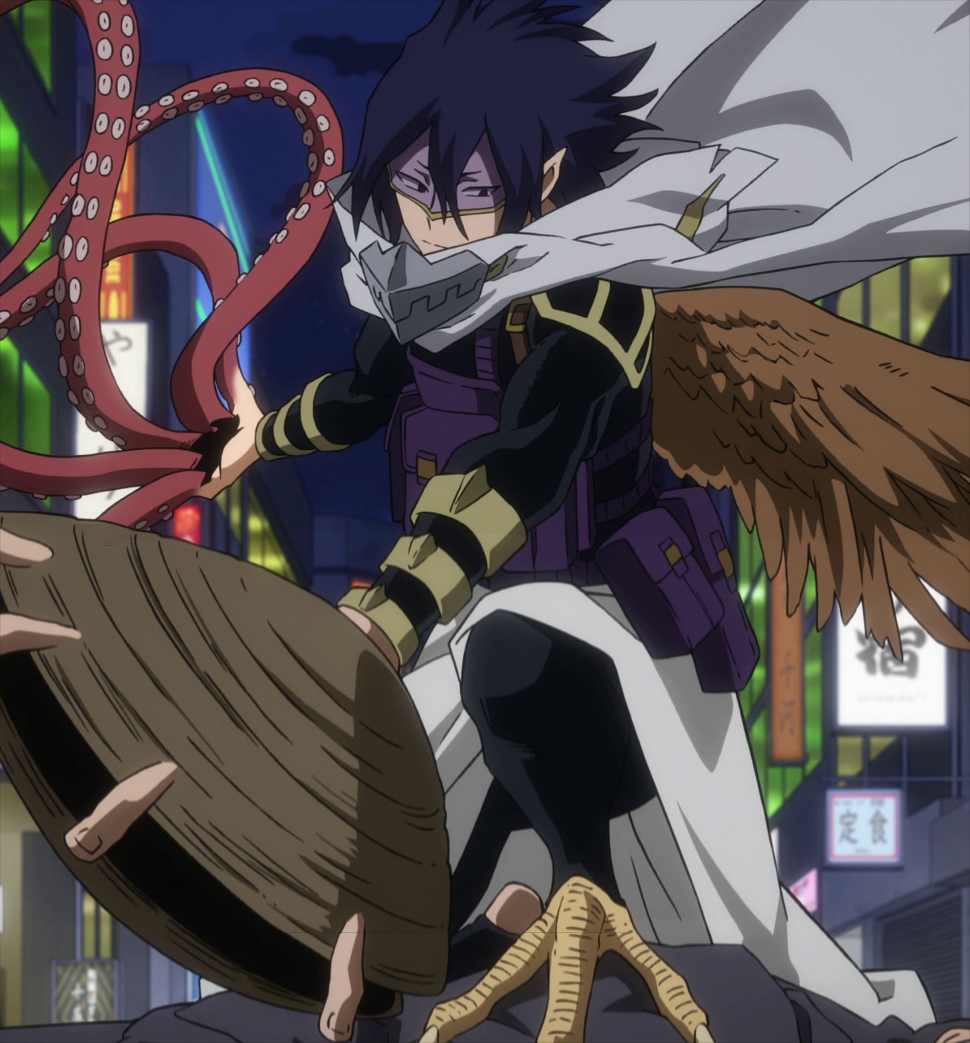 Amajiki uses Manifest to give himself wings, chicken feet, and more. (Image via Studio Bones)