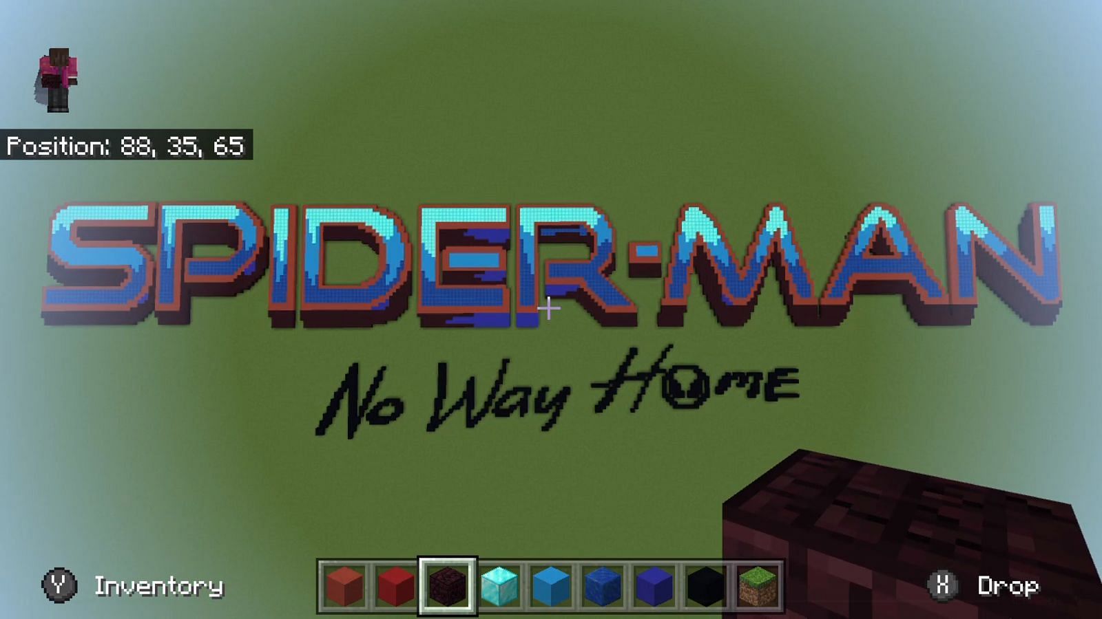 A Minecraft Redditor recreated a Spider-Man: No Way Home title in-game (Image via u/Realspiderkid700/Reddit)