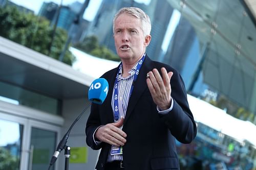 Craig Tiley during a press conference at the Australian Open