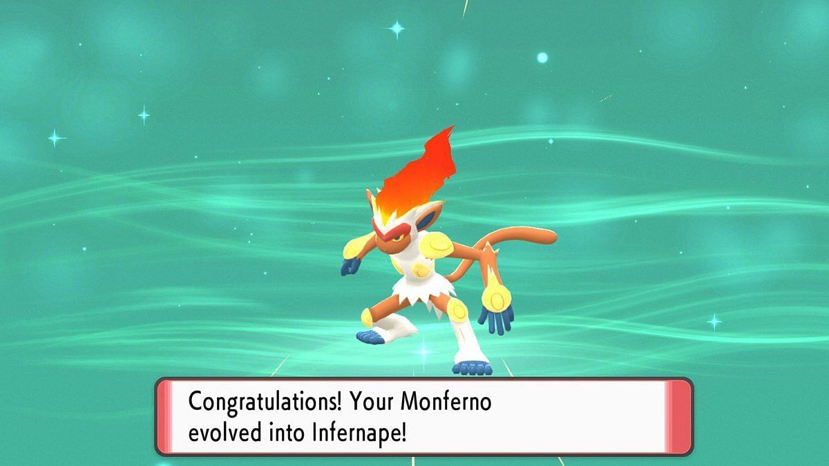 An Infernape after evolving in BDSP. (Image via ILCA)