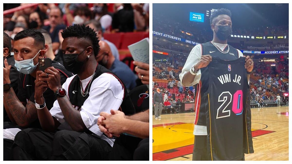 Vinicius Jr. at Miami Heat&#039;s game against Detroit Pistons [Photo via Marca.com]