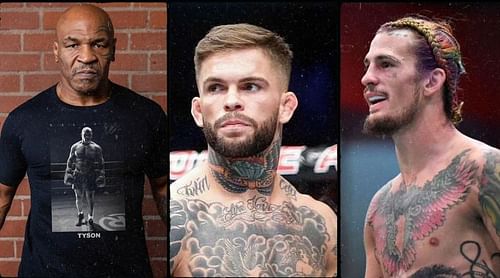 Mike Tyson (left), Cody Garbrandt (center), and Sean O'Malley (right)