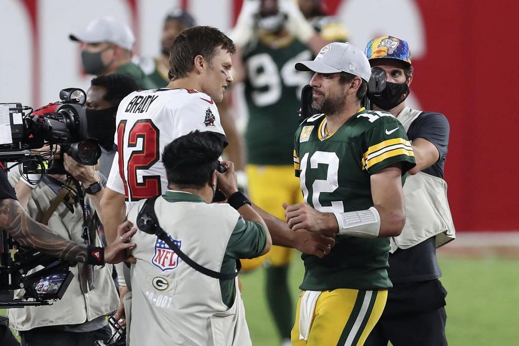 Tom Brady and Aaron Rodgers (photo via: bucsreport.com)