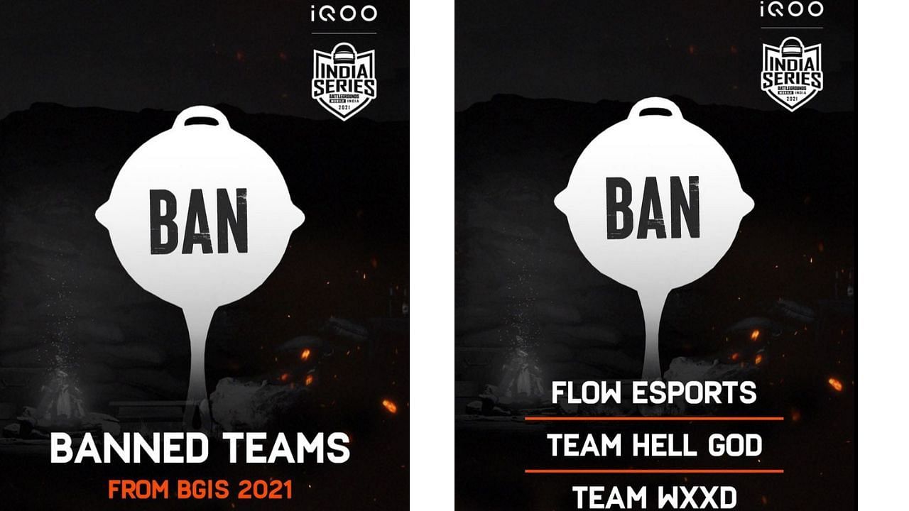 Banned teams from BGIS 2021 (Image via BGMI Instagram)