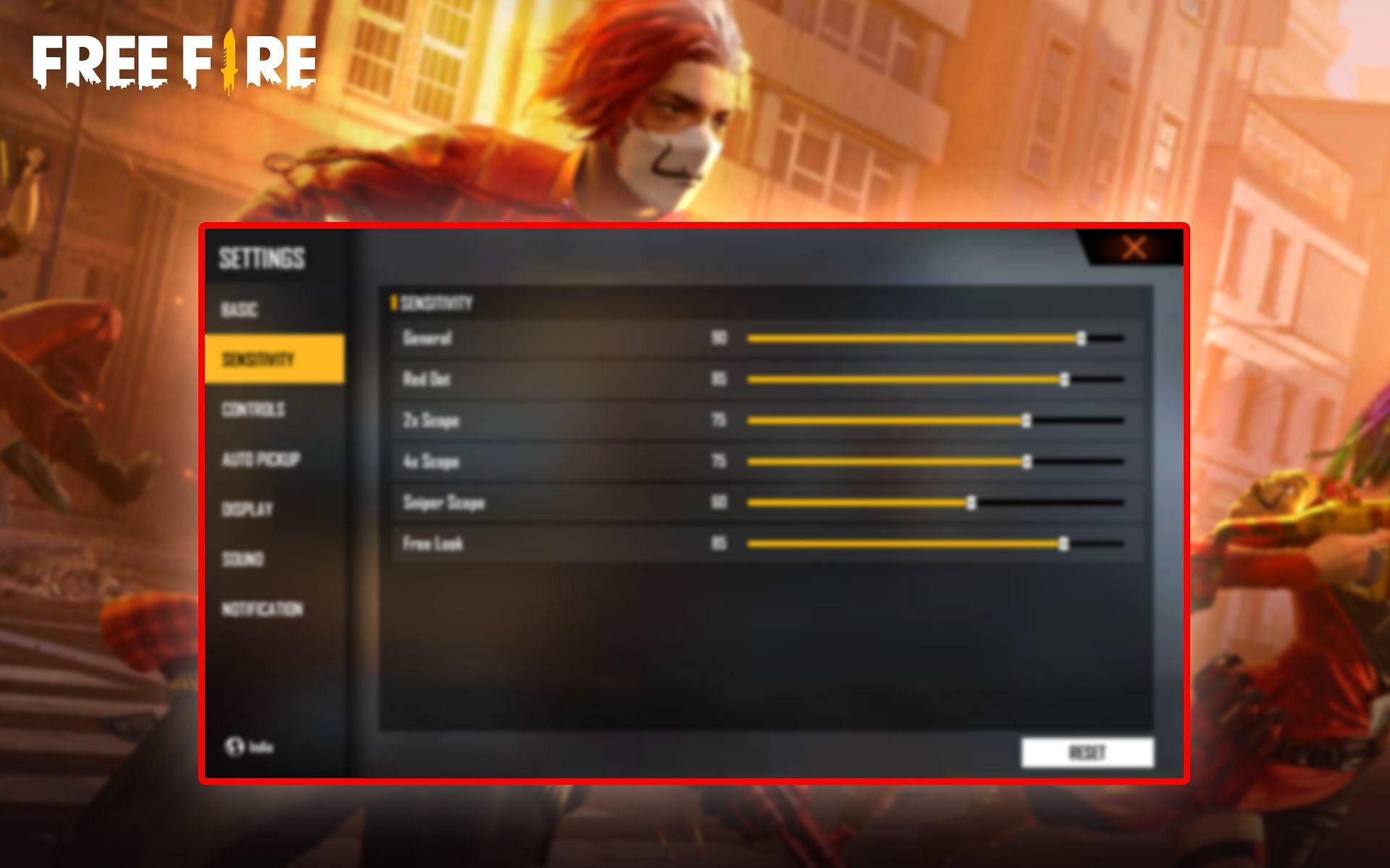 Sensitivity settings are recommended to be on the higher ends, helping players flick (Image via Sportskeeda)