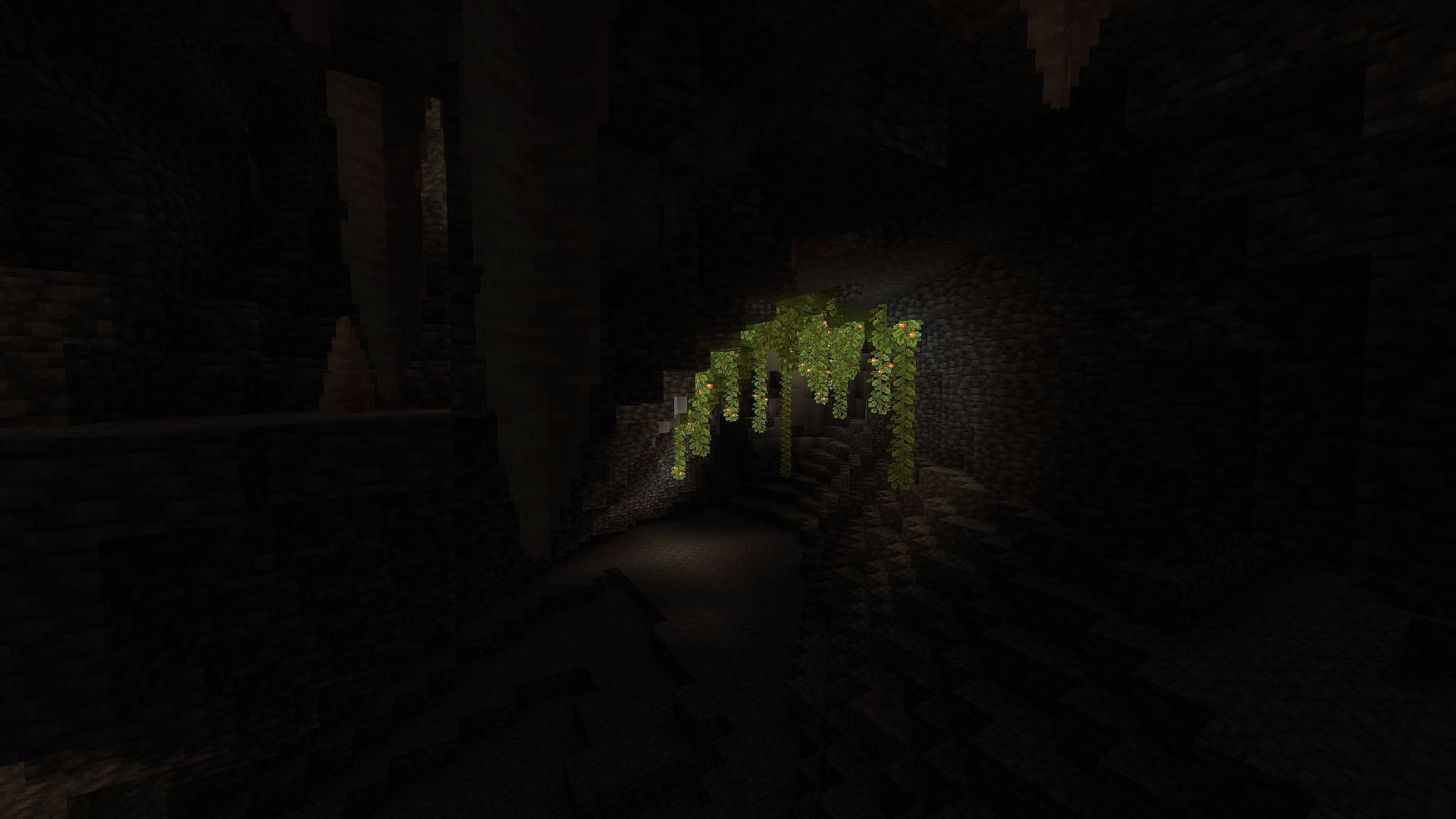 Lush and dripstone caves together (Image via Minecraft)