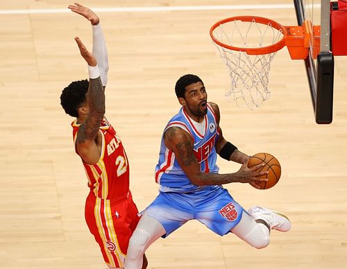 Kyrie Irving in action during the Brooklyn Nets vs Atlanta Hawks game