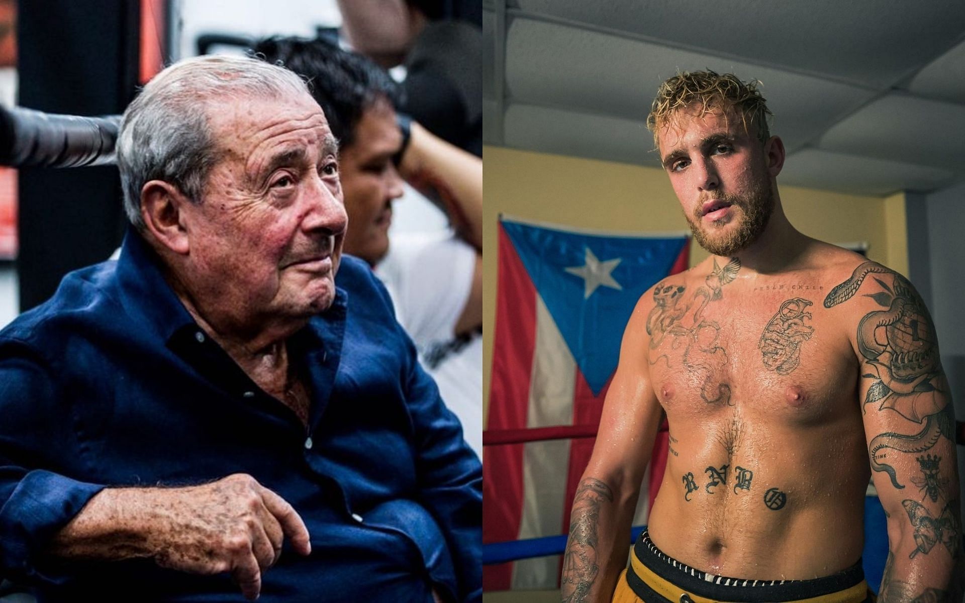 Bob Arum (left) and Jake Paul (right) [Image Courtesy: @wildcardboxingclub and @jakepaul on Instagram]