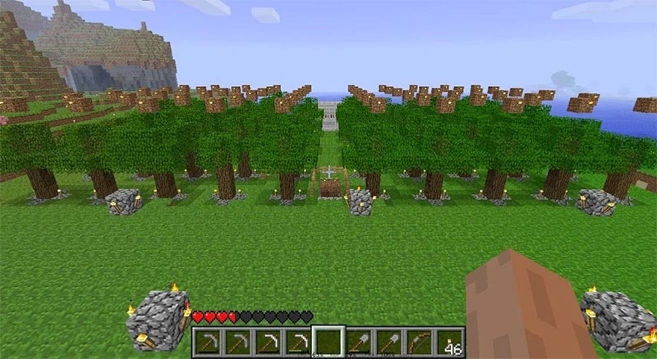 Planting and maintaining trees personally is a great source of constant log and wood blocks (Image via Mojang)