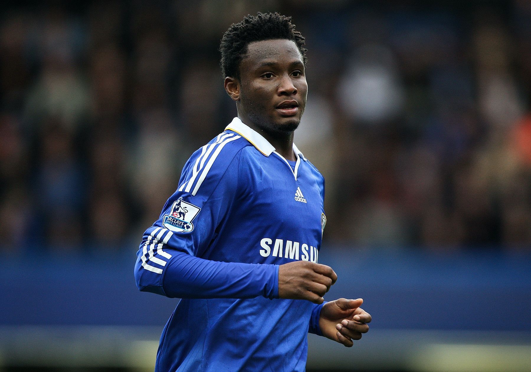 John Obi Mikel in action for Chelsea during a Premier League game