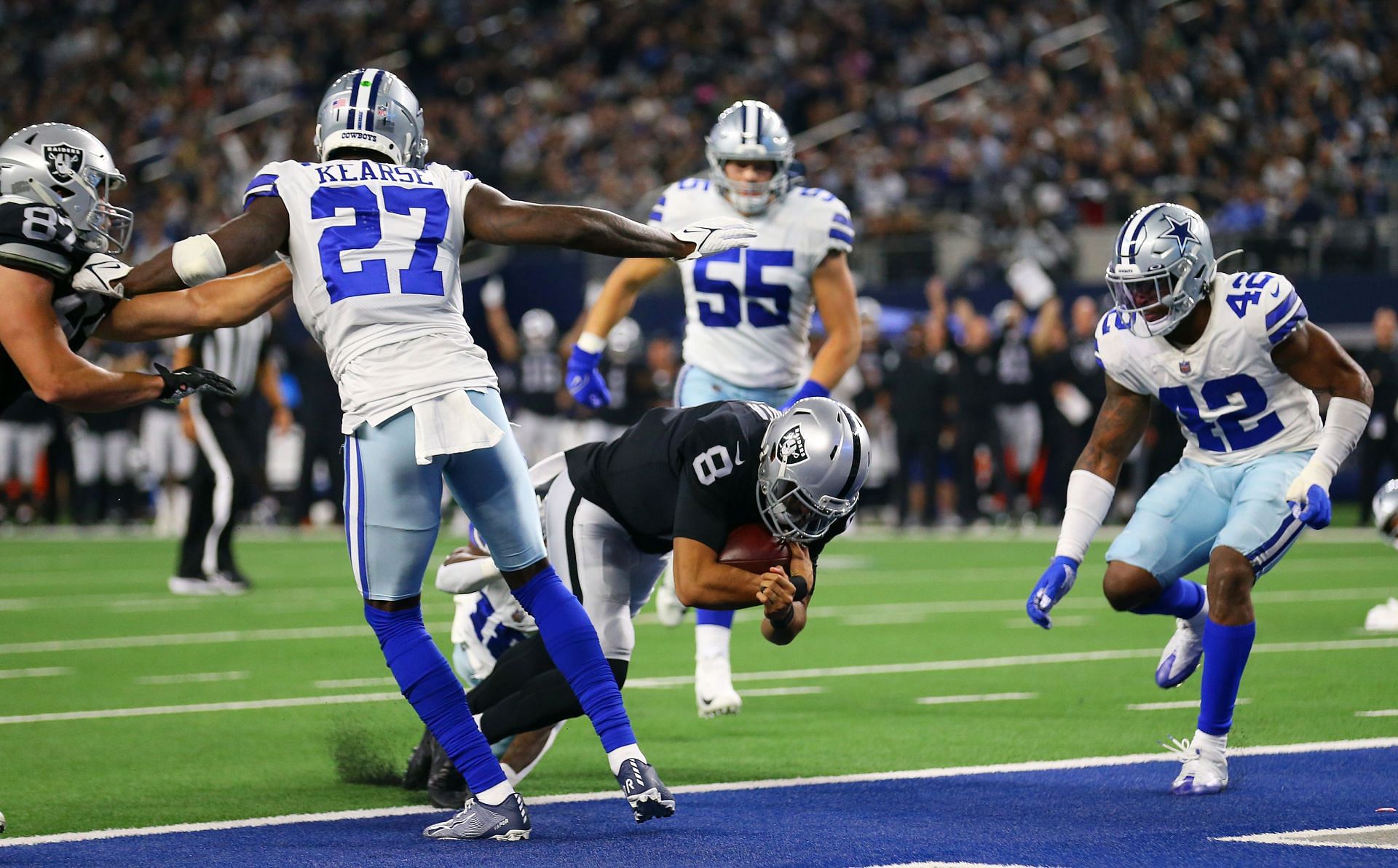 The Cowboys were the victims of a Marcus Mariota touchdown during the NFL&#039;s Thanksgiving showcase (Photo: Getty)