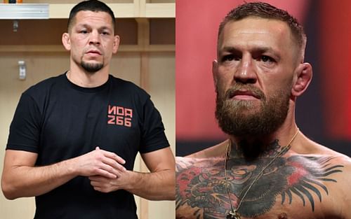 Nate Diaz (left); Conor McGregor (right)