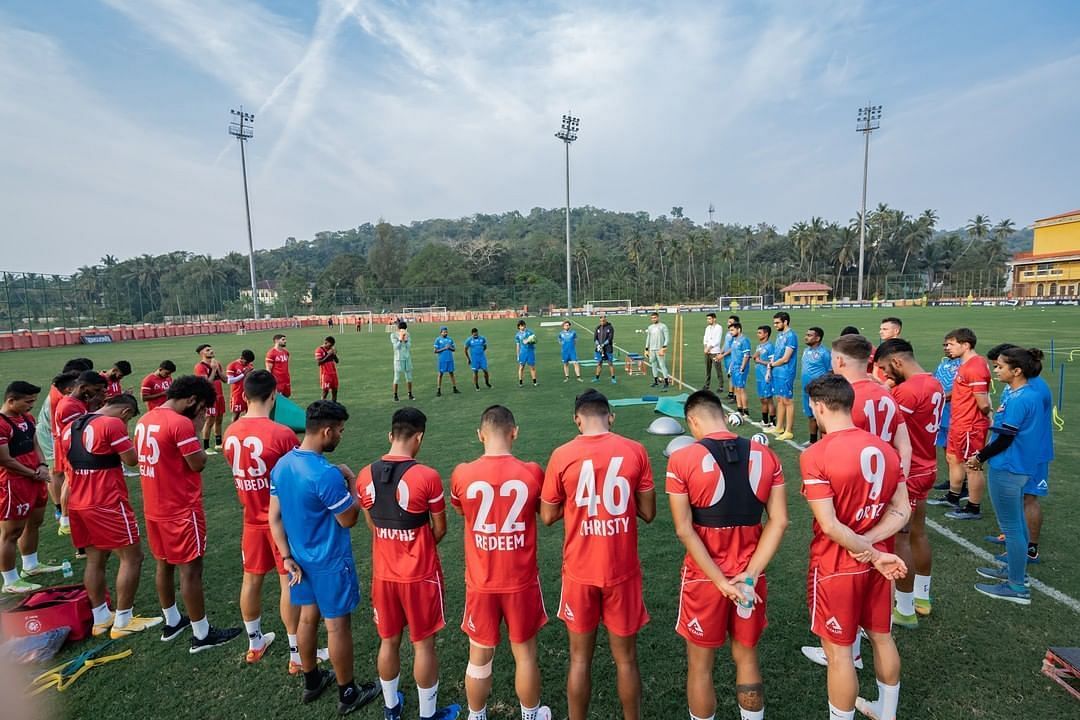 FC Goa players in a training session ahead of the clash against Hyderabad FC (Image Courtesy: FC Goa)