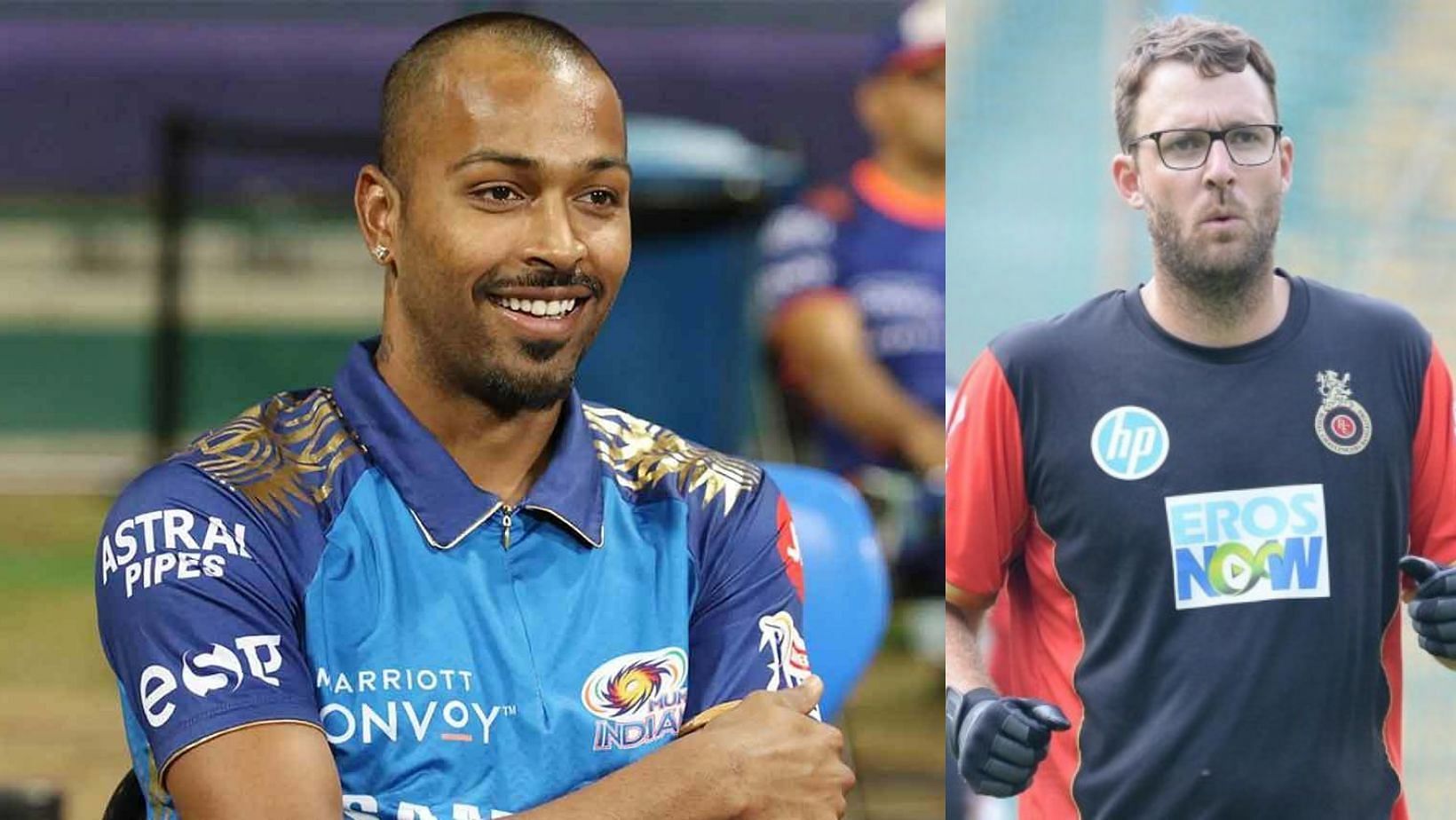 Hardik Pandya (L) and Daniel Vettori.