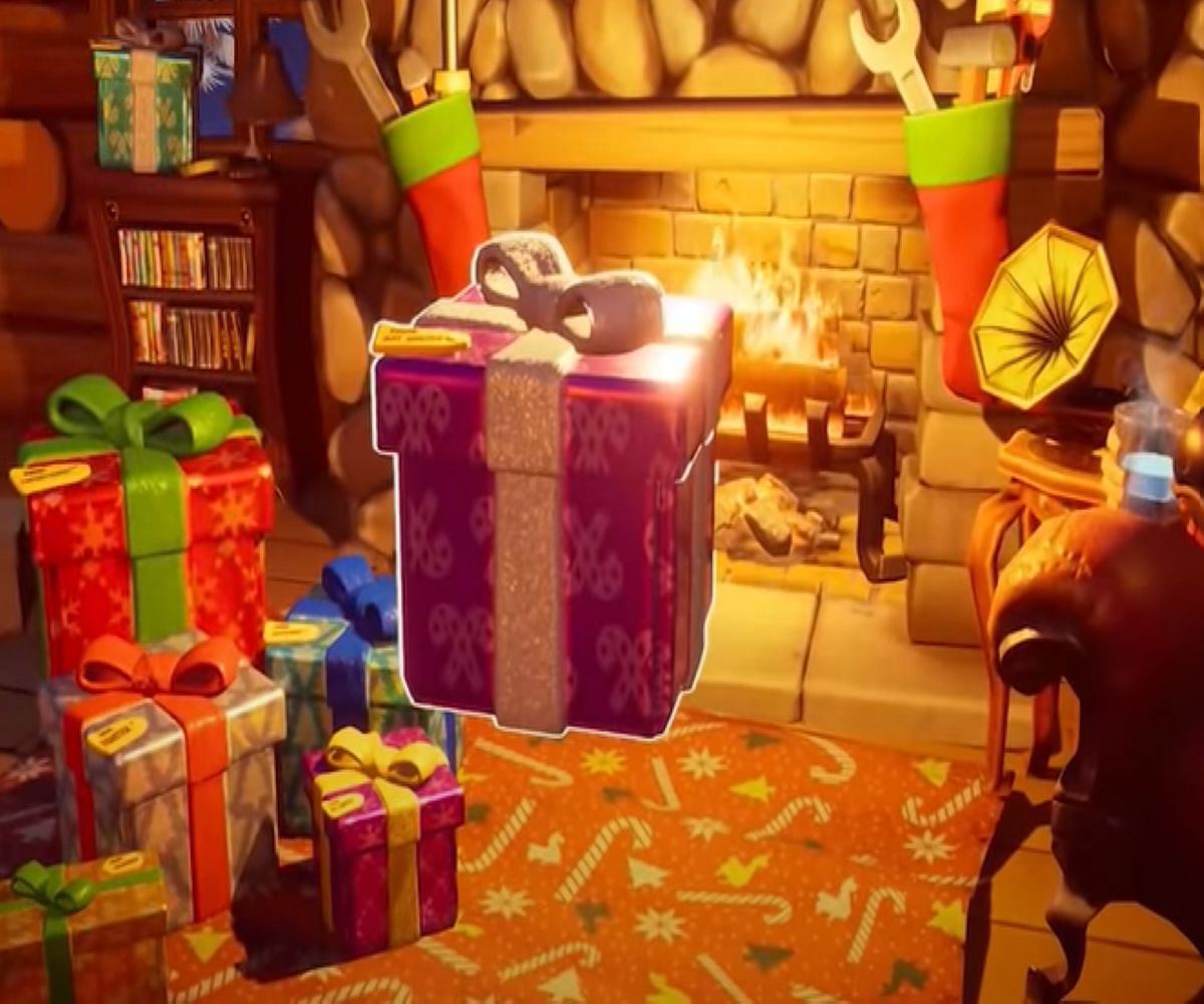The gift containing Bombastic WinterFest spray in Fortnite (Image via Epic Games)