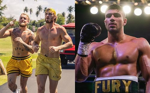 Jake Paul & Logan Paul (left), Tommy Fury (right) [Images courtesy: @loganpaul @tommyfury on Instagram]