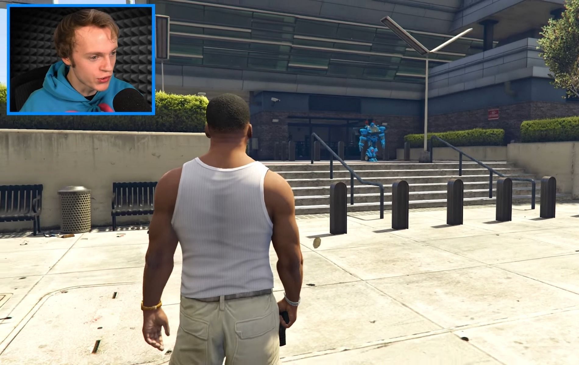 A Transformer in GTA 5 added as an NPC using mods (Image via Nought, YouTube)