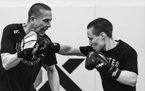 UFC women's strawweight champion Rose Namajunas (right) with her head coach Trevor Wittman (left) [Image Credit: @rosenamajunas on Instagram]